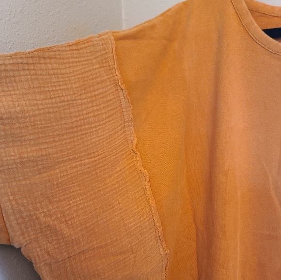 NWOT Peach Love round neck contrast oversized top sz L , rust - Picture 4 of 8